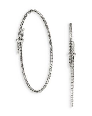 Sterling Silver Spear Diamond Bypass Hoop Earrings