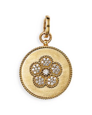 Roberto Coin - 18K Yellow Gold Daisy Diamond Flower Medallion Pendant - Exclusive