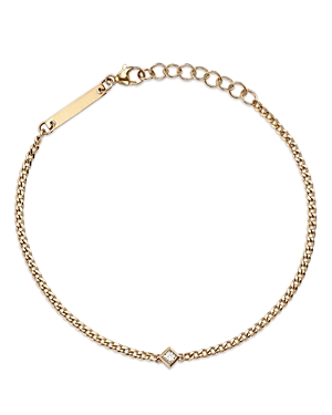 Zoe Chicco 14K Yellow Gold Princess Diamonds Diamond Solitaire Curb Chain Bracelet, 0.06 ct. t.w.