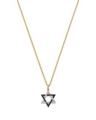 Nina Gilin - 14K Yellow Gold Blue Sapphire & Diamond Star of David Pendant Necklace, 16-18"