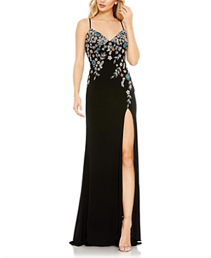 Mac Duggal 42006 Long Formal Beaded Prom Dress In Black Multi
