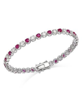 Bloomingdale's Fine Collection Ruby & Diamond Tennis Bracelet in 14K White Gold