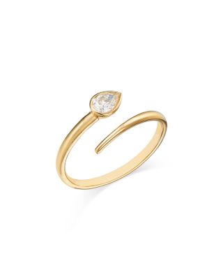 Diamond Bypass Ring in 14K Yellow Gold, 0.24 tcw