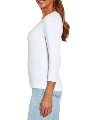 Cotton V Neck Three Quarter Sleeve Tee