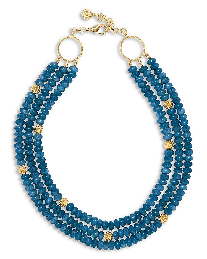 Shop Capucine De Wulf Berry & Jade Bead Triple Strand Necklace In 18k Gold Plated, 18 In Ocean Jade/gold