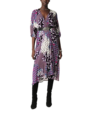 ba & sh Robe Blake Printed Faux Wrap Midi Dress