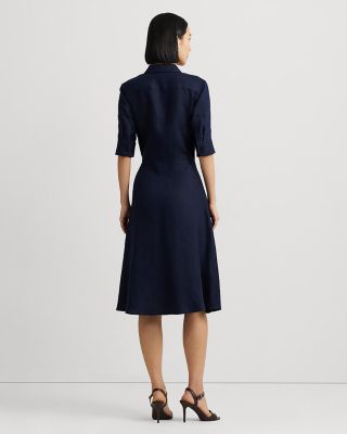 Petites Tie Front Linen Shirt Dress