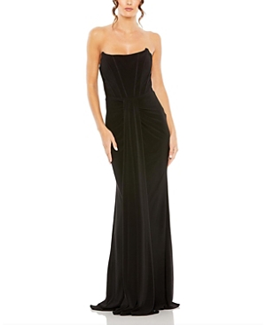 Shop Mac Duggal Strapless Sweetheart Jersey Gown In Black