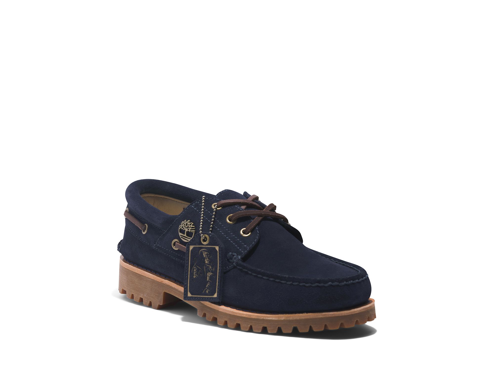 Men's C.F. Stead Indigo Suede 3 Eye Lug Handsewn Boat Shoes - Image 1