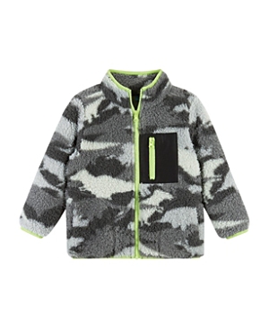Andy & Evan Boys' Camo Dino Sherpa Zip-up Jacket - Baby In Grey