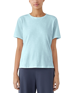 Shop Eileen Fisher Crewneck Cotton Tee In Clearwater