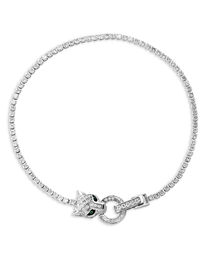 Shop Bloomingdale's Diamond & Tsavorite Jaguar Clip Statement Bracelet In 14k White Gold