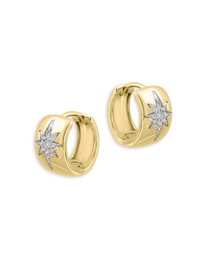 Shop Bloomingdale's Diamond Star Cluster Huggie Hoop Earrings In 14k Yellow Gold, 0.10 Ct. T.w.