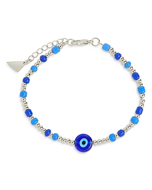 Shop Sterling Forever Sybil Beaded Bracelet In Silver/blue