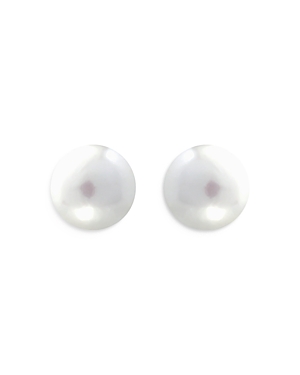 Shop Aqua Cultured Freshwater Pearl Solitaire Stud Earrings In White/gold