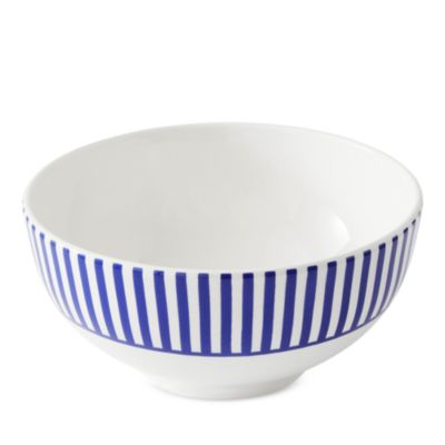 Blue Italian Steccato Rimless Bowls, Set of 4