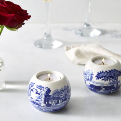 Blue Italian Tealight Holders, Set of 2