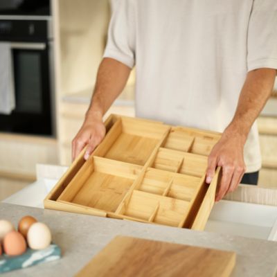 Bamboo Expandable Cutlery, Utensil & Gadget Organizer