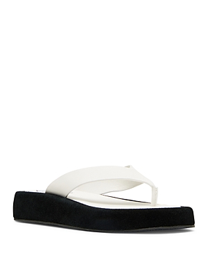 Shop Steve Madden Women's Kylen Slip On Thong Platform Sandals In White Leather