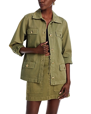 Shop Anine Bing Corey Cotton Flap Pocket Jacket In Army Green