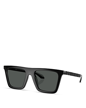 Shop Versace Rectangular Sunglasses, 53mm In Black/gray Solid