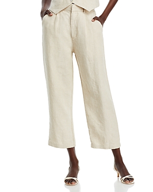 High Rise Cropped Linen Pants