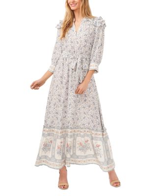 CeCe - Ruffled V Neck Maxi Dress