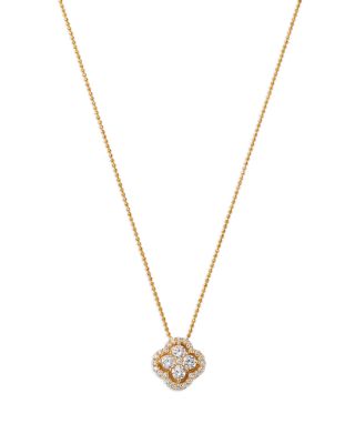 Bloomingdale's Fine Collection - Diamond Clover Pendant Necklace in 14K Yellow Gold, 0.75 tcw