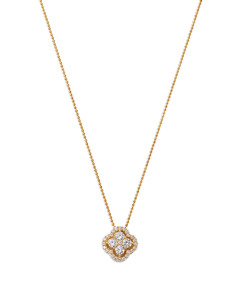 Bloomingdale's Fine Collection Diamond Clover Pendant Necklace in 14K Yellow Gold, 0.75 tcw