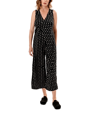 Nom Maternity Francesca Cropped Wrap Maternity Jumpsuit In Black/white Dots
