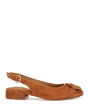 Gentle Souls By Kenneth Cole Women's Athena Slip On Slingback Flats In Pecan Suede