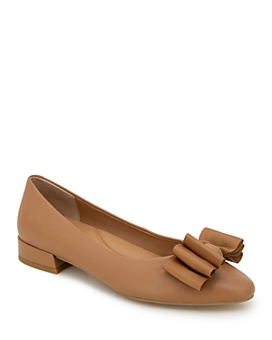 Gentle Souls By Kenneth Cole Women's Atlas Slip On Bow Ballet Flats In Camel Leather