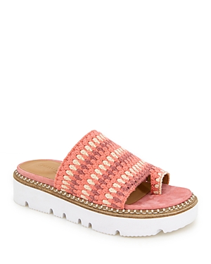 GENTLE SOULS BY KENNETH COLE GENTLE SOULS BY KENNETH COLE WOMEN'S LAVERN THONG TOE CROTCHET SLIDE SANDALS