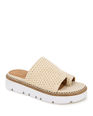 GENTLE SOULS BY KENNETH COLE GENTLE SOULS BY KENNETH COLE WOMEN'S LAVERN THONG TOE CROTCHET SLIDE SANDALS