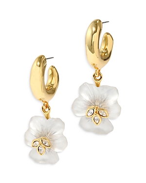Alexis Bittar Small Hoop & Pansy Drop Earrings In White/gold