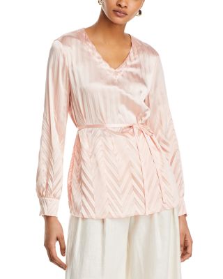 Chevron Textured Crepe de Chine Blouse