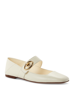 Shop Valentino Women's Slip On Buckled Ballet Flats In Ivory
