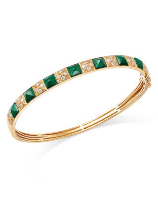 Bloomingdale's Fine Collection - Malachite & Diamond Bangle Bracelet in 14K Yellow Gold