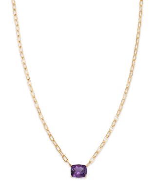 Bloomingdale's Fine Collection - Amethyst Solitaire Pendant Necklace in 14K Yellow Gold, 18"