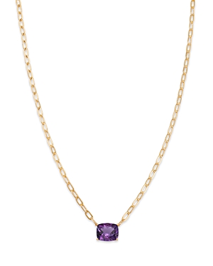 Bloomingdale's Amethyst Solitaire Pendant Necklace in 14K Yellow Gold, 18