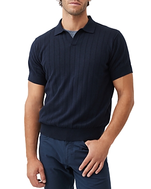 Shop Rodd & Gunn Freys Crescent Knit Short Sleeve Polo Sweater In Midnight