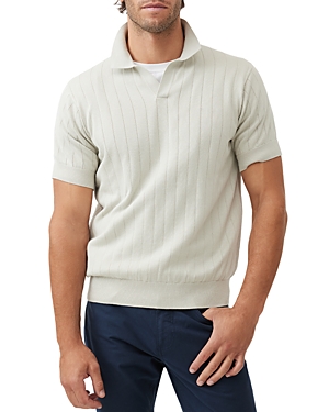 Shop Rodd & Gunn Freys Crescent Knit Short Sleeve Polo Sweater In Stone