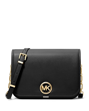 Shop Michael Kors Michael By  Delancey Medium Chain Messenger Bag In Black