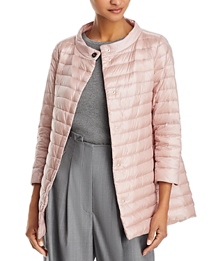 Shop Herno Nylon Three Quarter-sleeve Down Coat In Pale Pink