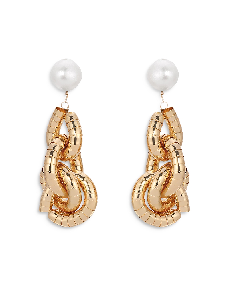 Ettika Liquid Gold-plated Cultured Freshwater Pearl 18k Gold-plated Drop Earrings In Gold/white