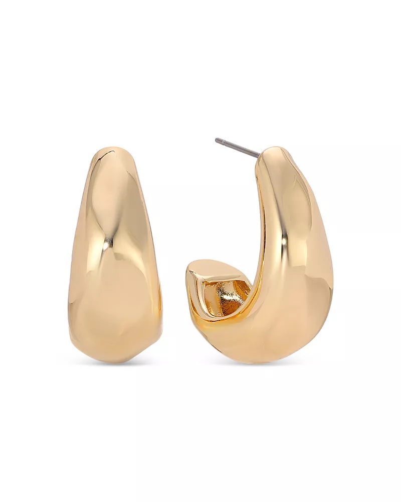 Ettika Essential Hammered Hoop Earrings in 18K Gold Plated