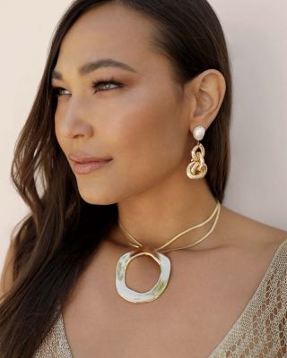 Liquid Link Cultured Freshwater Pearl Drop Earrings in 18K Gold Plated