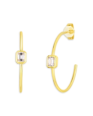 Roberto Coin 18K Yellow Gold Diamond Hoops Diamond Emerald-Cut Hoop Earrings
