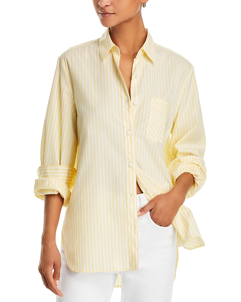 Rag & Bone Maxine Cotton Button Down Shirt In Yellow Stripe