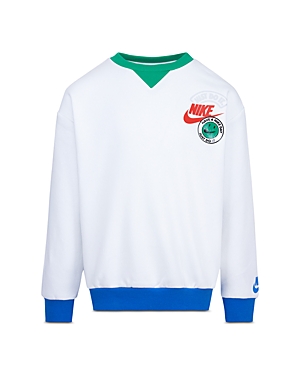 Shop Nike Boys' Color Block Trim Crewneck Sweatshirt - Little Kid In White